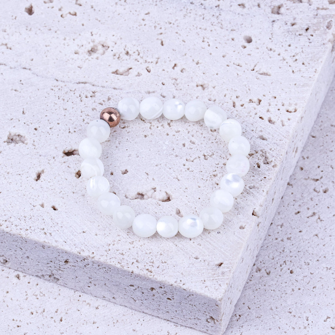 EARTHSTONE STRETCH RING - MOTHER OF PEARL - Inspiration Co.