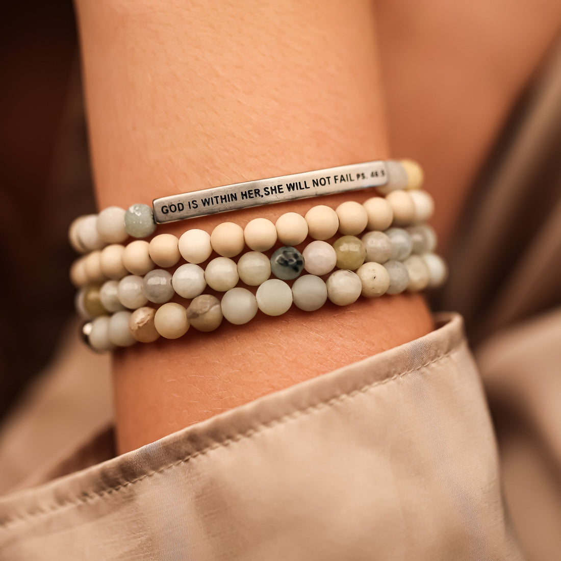GOD IS WITHIN HER 4 BRACELET GIFT SET - AMAZONITE - Inspiration Co.