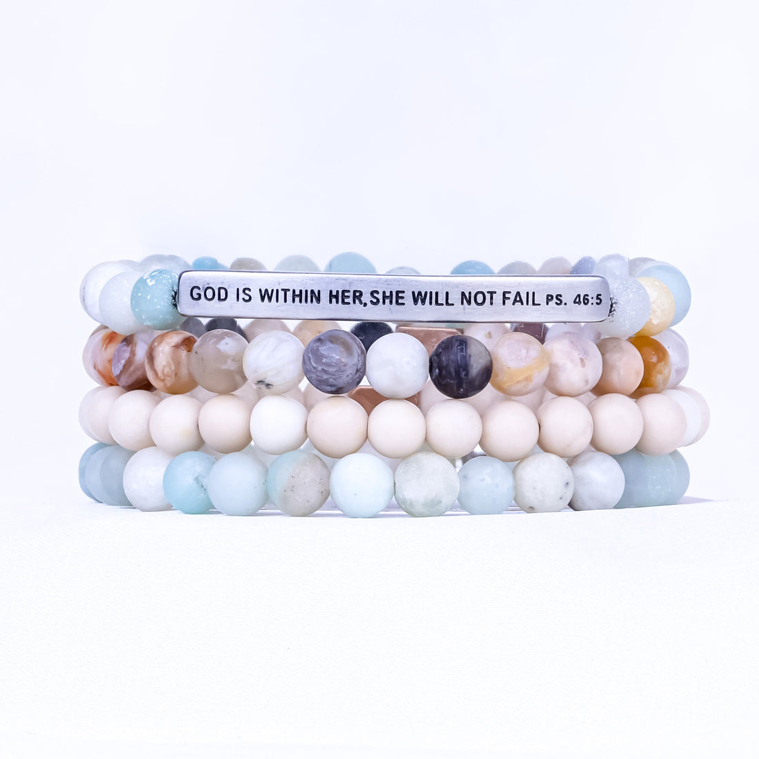 GOD IS WITHIN HER 4 BRACELET GIFT SET - AMAZONITE - Inspiration Co.