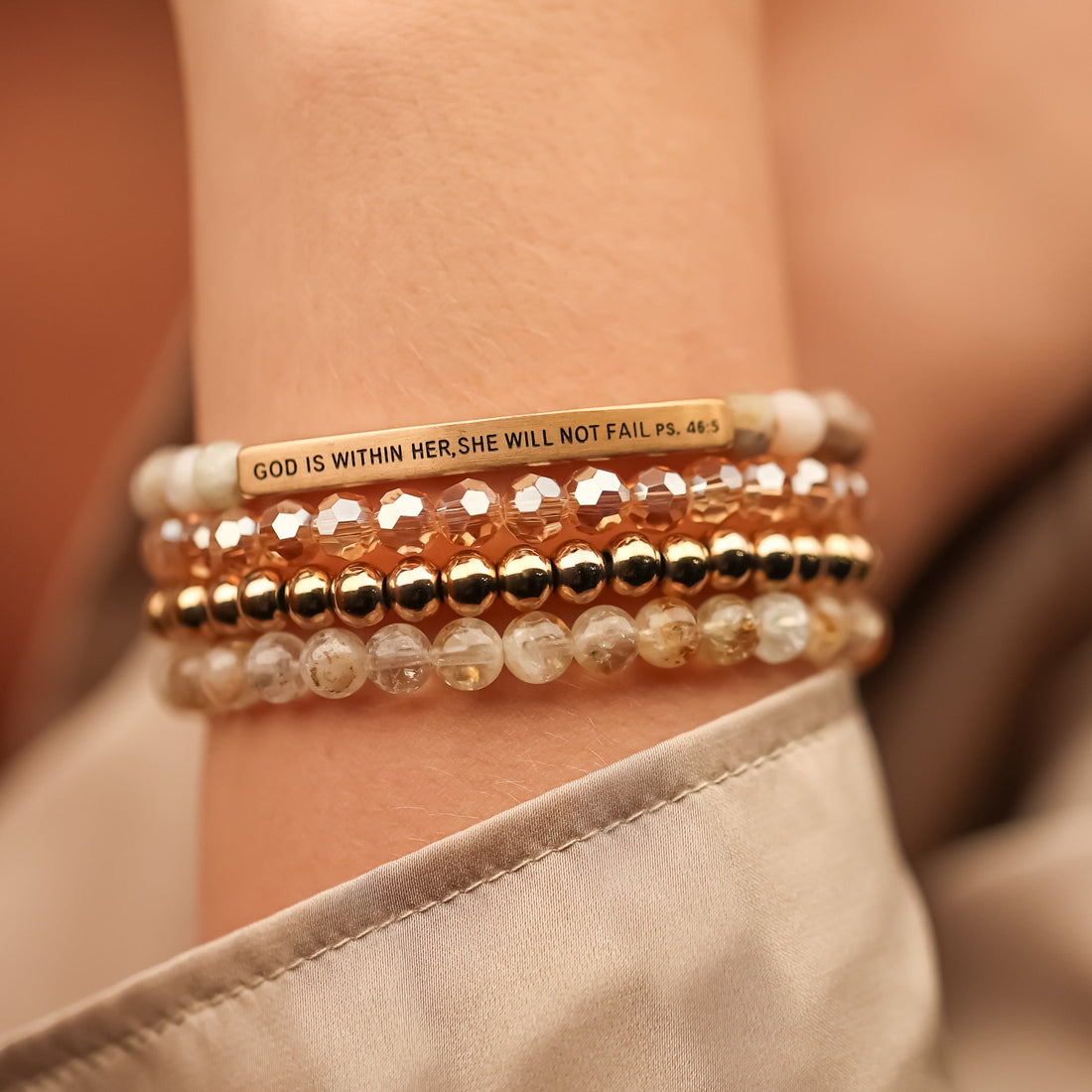 GOD IS WITHIN HER 4 BRACELET GIFT SET - BAMBOO - Inspiration Co.