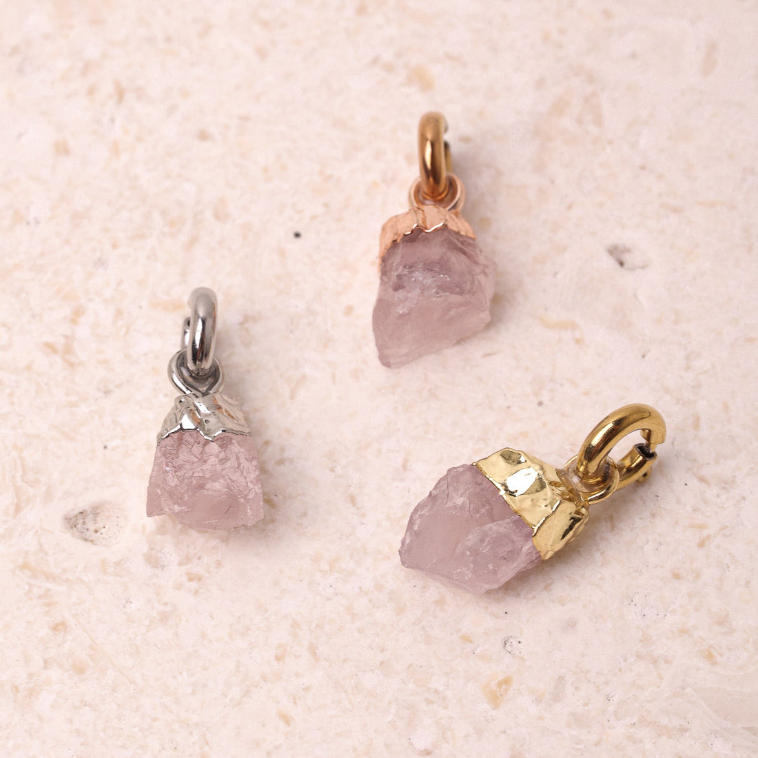 Rose Quartz(OCT) Raw Birthstone Charm - Inspiration Co.